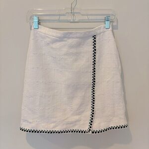 Ann Taylor White Tweed Skirt with Blue Stitch Detail